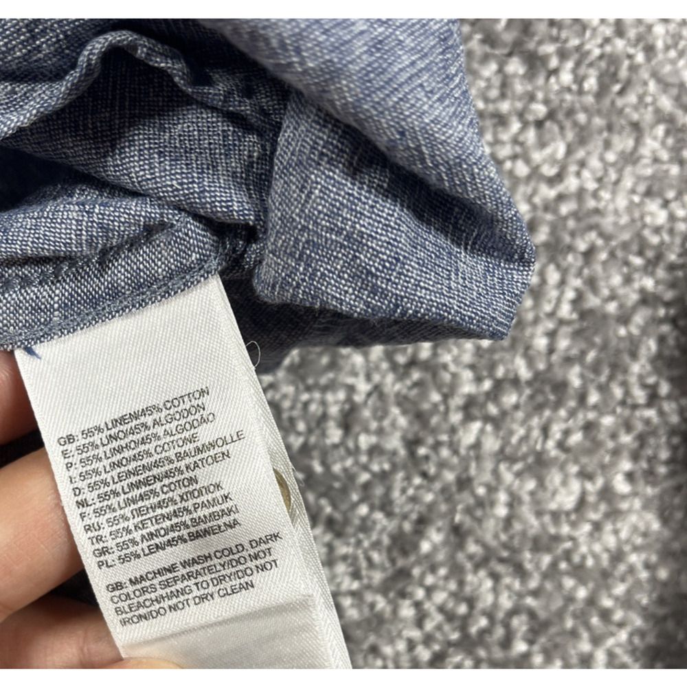 North Face Button Up‎ Shirt Womens Small Linen Cotton Chambray Long Sleeve Blue - Picture 5 of 14